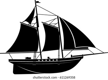 Wooden Sailboat Silhouette
