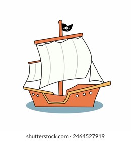 Wooden sailing ships on white background.