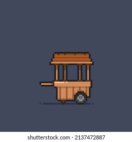 wooden sales cart in pixel style