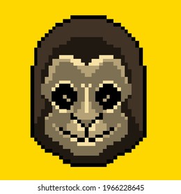 Wooden Saru Monkey Face Head Mask King Kyogen Theatre Character Pixel Art