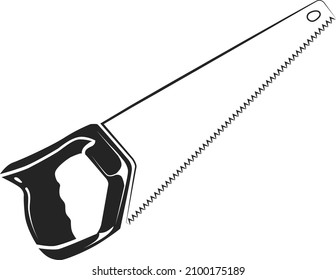 Wooden saw icon. Carpentry hacksa. Blade tool
