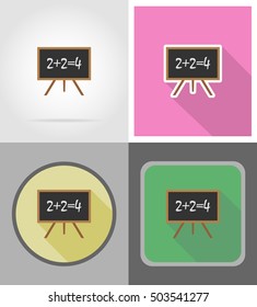 wooden school board flat icons vector illustration isolated on background