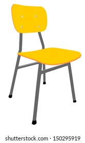 wooden school chair used in the classroom with the stand. Vector illustration. isolated on white background 
