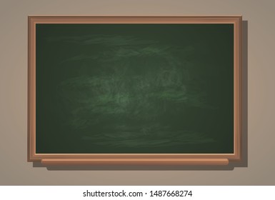 wooden school green Board with chalk marks