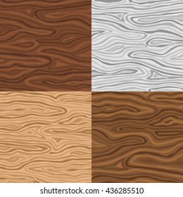Wooden seamless backgrounds set in grey sand and brown colors with wavy pattern isolated vector illustration