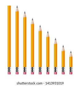 Wooden sharp graphite pencils vector design illustration isolated on white background