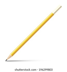 Wooden sharp pencil isolated on white background.    Vector illustration.