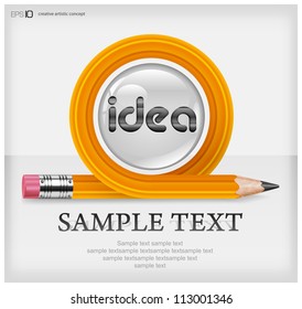 Wooden sharp transformed pencil & text, isolated on white background, vector illustration