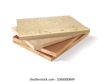 Wooden sheets for construction work. Vector illustration isolated on white background.