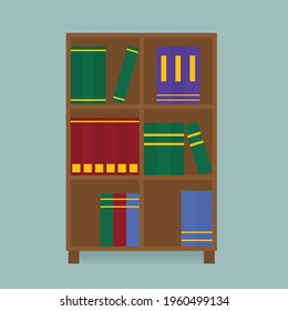 wooden shelf with law books- vector illustration