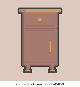 wooden shelf with outline flat vector design