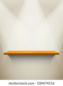 Wooden shelf with place for your exhibit, vector illustration, eps10, 3 layers, easy editable