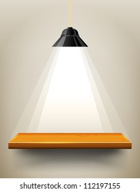 Wooden shelf with place for your exhibit, vector illustration, eps10, 3 layers, easy editable