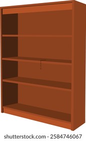 wooden shelf with shelves. vector illustration of a wooden shelf. Interior object, furniture for 2d animation, logo, icon, symbol or artwork. 