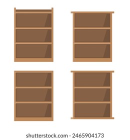 Icono de conjunto de Vector de estante de madera