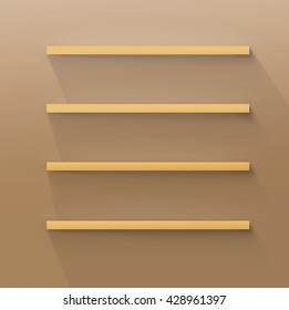 Wooden Shelves Isolated Object With a Flat Shadow