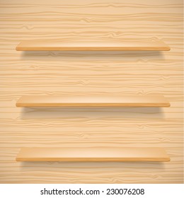 wooden shelves on wooden background