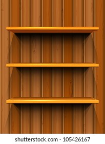 Wooden shelves with place for your exhibits, seamless wooden background, vector illustration, eps10, 2 layers, easy editable