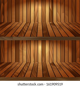 Wooden shelves. Vector eps10