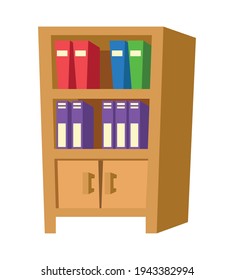 wooden shelving with textbooks icon