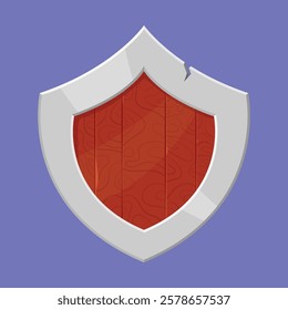 Wooden Shield illustration vector. war shield game icon vector. 