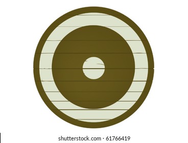 Wooden shield on a white background