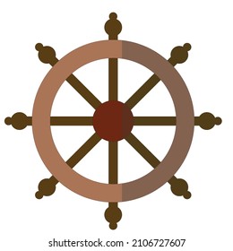 A wooden ship control wheel - Illustration , vector, icon 