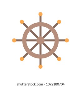 Wooden ship helm icon, flat design vector