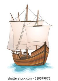 wooden ship illustration. vector