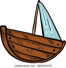 Wooden ship, illustration, vector on white background