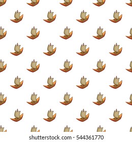 Wooden ship pattern. Cartoon illustration of wooden ship vector pattern for web
