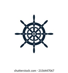 Wooden ship steering wheel icon logo design. ship Pirates symbol stock vector illustration