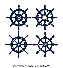 Wooden Ship Steering Wheel Vector Illustration