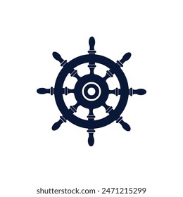 Wooden Ship Steering Wheel Vector Illustration