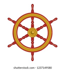 Wooden ship wheel. 3D effect vector