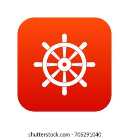 Wooden ship wheel icon digital red for any design isolated on white vector illustration