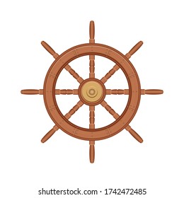 Wooden ship wheel vector illustration isolated on white background