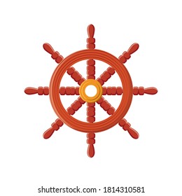 wooden ship's steering wheel on white background vector illustration design