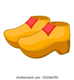 Wooden shoe icon. Cartoon illustration of wooden shoe vector icon for web design