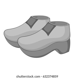 Wooden shoe icon in monochrome style isolated on white background vector illustration