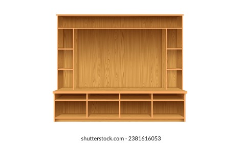 wooden showcase cabinet on the white background