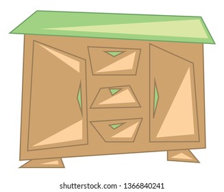 Wooden side board to store goods vector or color illustration