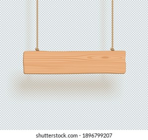 Wooden Sign 1 Line Title Banner Plain 3d Hanging From Rope