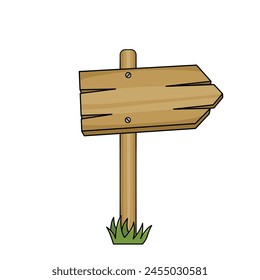 Wooden sign arrow one pointer. vector design