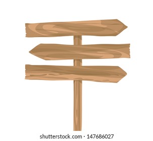 wooden sign arrow vector on white