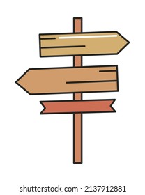 wooden sign arrows icon isolated