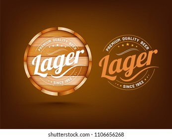 Wooden Sign Baord or Logo with text Premium Quality Beer. 