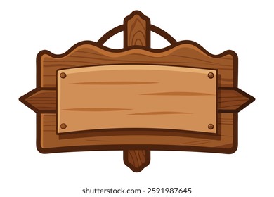 Wooden Sign with Blank Plate for Design - Rustic Wooden Plaque for Crafting, Customization, and Personalization