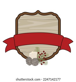 wooden sign board with Christmas decoration