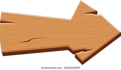 Wooden Sign Board with Minimalist Cartoon Design. Vector Illustration